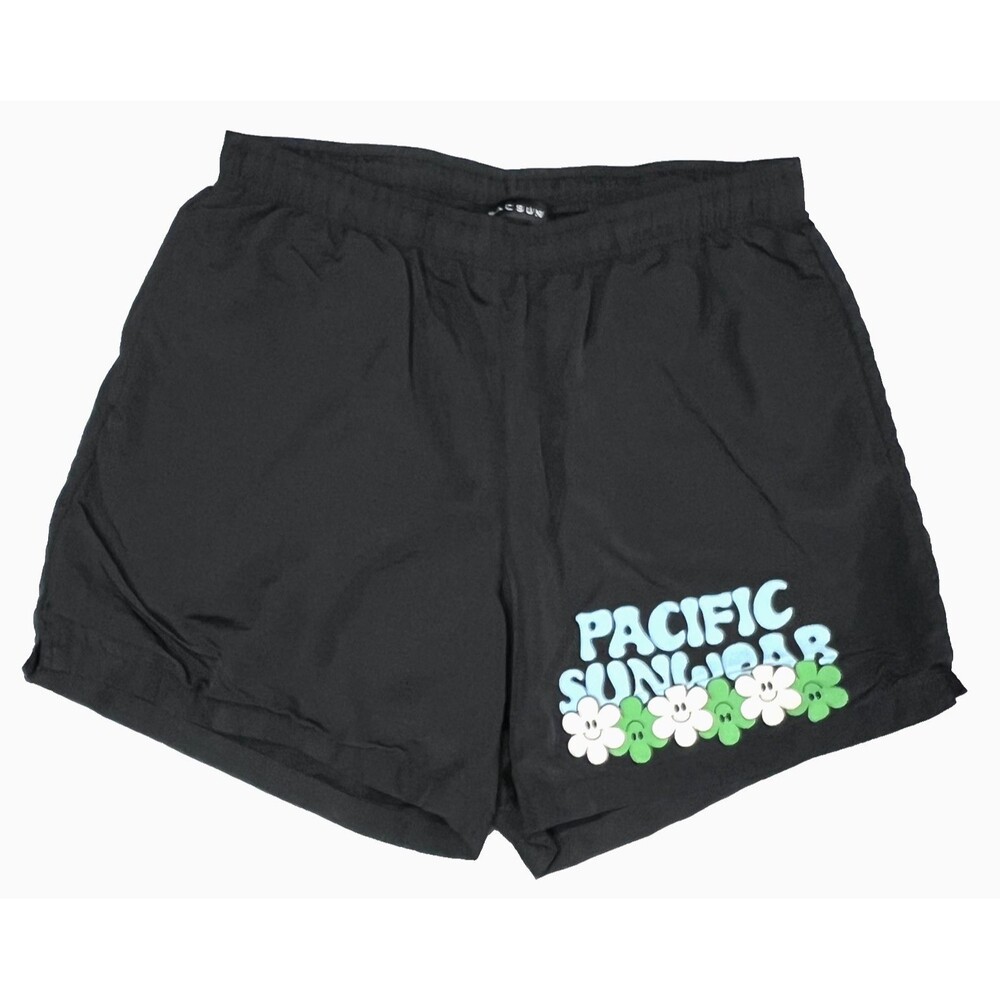 PacSun  Men's Mesh Lined Floral Smiley Face 80s Graphic Swim Board Shorts Medium
